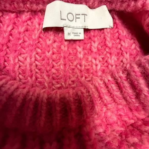 LOFT Vibrant Pink Crew Neck Sweater - Picture 2 of 4